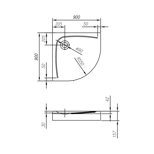 KOLPA SAN TUŠ KADA EVELIN TRAY R 90x90  593060 4