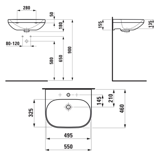 LAUFEN LUA LAVABO KONZOLNI 550x460  H8110810001041 5