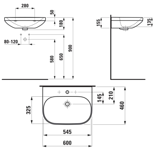 LAUFEN LUA LAVABO KONZOLNI 600x460  H8110830001041 4