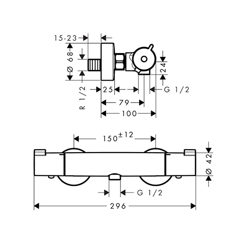 HANSGROHE ECOSTAT ZA TUŠ KADU TERMOSTATSKA 1001 CL BEZ IZLIVA  13211000 2