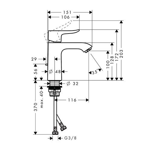 HANSGROHE METRIS ZA LAVABO 110 SA NADSKLOPOM  31080000 2