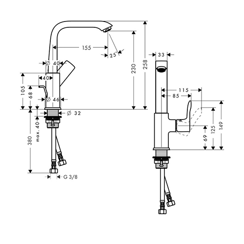 HANSGROHE METRIS ZA LAVABO 230 SA NADSKLOPOM  31087000 2