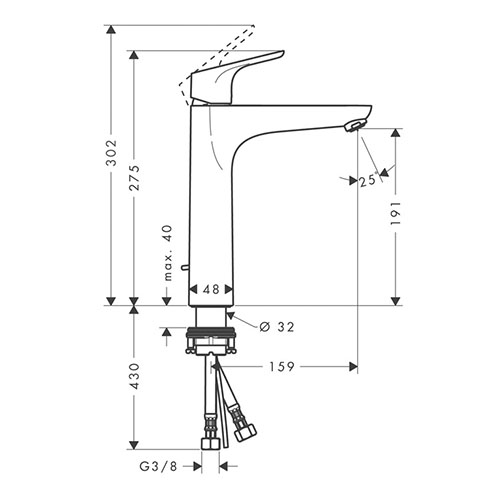 HANSGROHE FOCUS ZA LAVABO 190 SA NADSKLOPOM  31608000 2