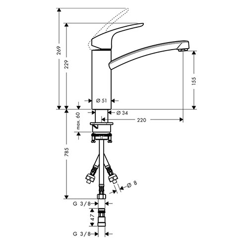 HANSGROHE FOCUS M41 ZA SUDOPERU 160 3 CEVI  31804000 2