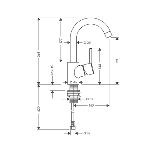 HANSGROHE TALIS S ZA LAVABO 200 SA NADSKLOPOM  32070000 2