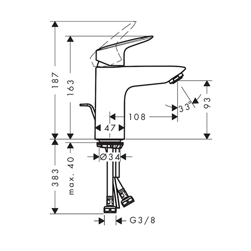 HANSGROHE MY CUBE ZA LAVABO L SA NADSKLOPOM  71011000 2