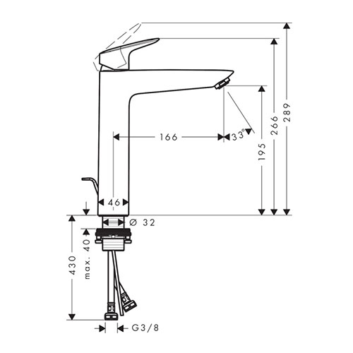 HANSGROHE LOGIS ZA LAVABO 190 SA NADSKLOPOM  71090000 2