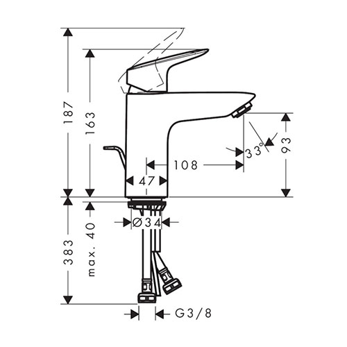 HANSGROHE LOGIS ZA LAVABO 100 SA NADSKLOPOM  71100000 2