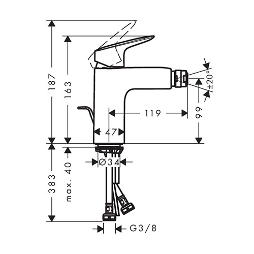 HANSGROHE LOGIS ZA BIDE 100 SA NADSKLOPOM  71200000 2