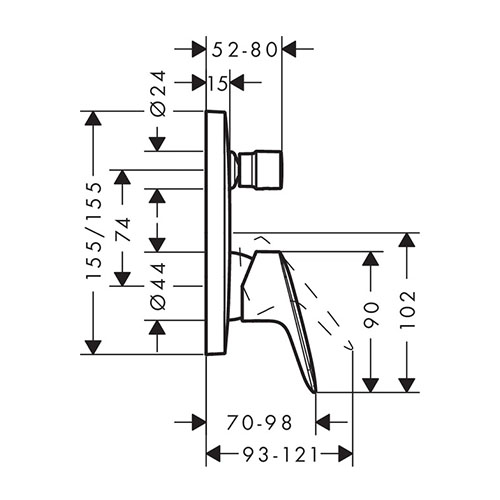 HANSGROHE LOGIS UGRADNA SA PREBACIVAČEM  71405000 2