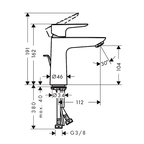 HANSGROHE TALIS E ZA LAVABO 110 SA NADSKLOPOM  71710000 2