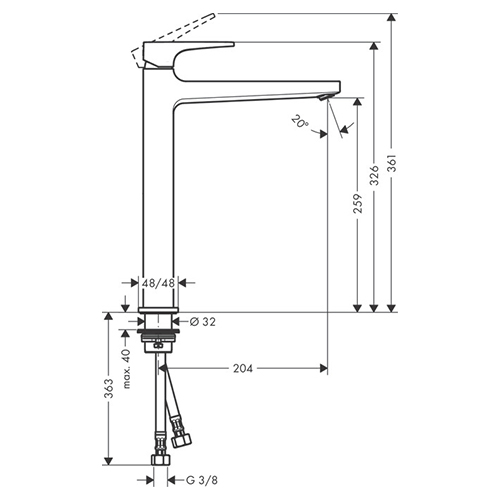 HANSGROHE METROPOL ZA LAVABO 260 SA NADSKLOPOM BRONZA ČETKANA  32512140 2