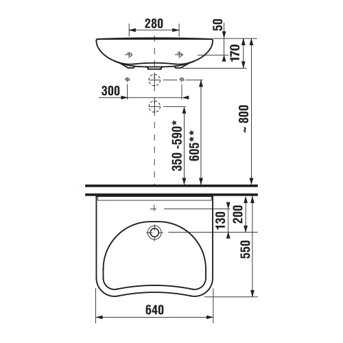 JIKA MIO INVALIDSKI LAVABO 640 X 550 X 170  8137140001041 3