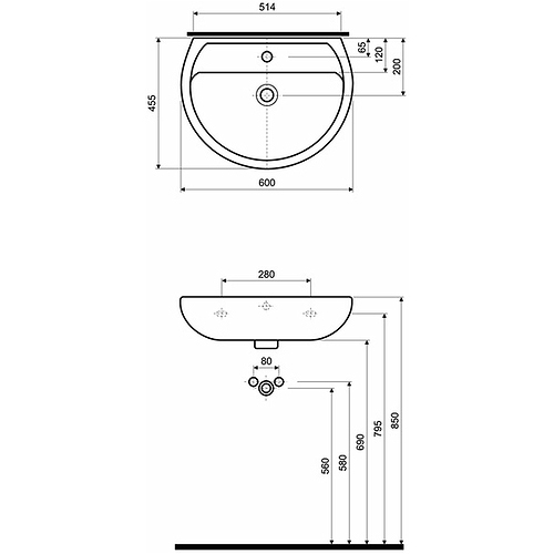 KOLO REKORD LAVABO 600  K91160000 5