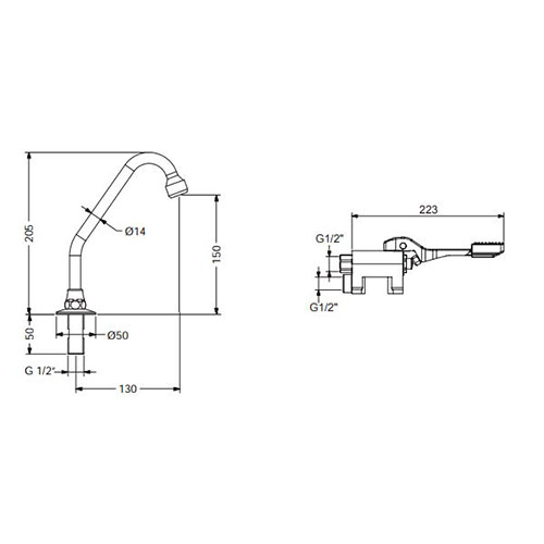 IDRAL H2O KIT POTISNI NOŽNI VENTIL I IZLIV  KFL61/24 2