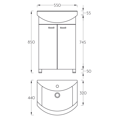 PINO ART KLASIK 55 LAVABO SA ORMARIĆEM  0094 4