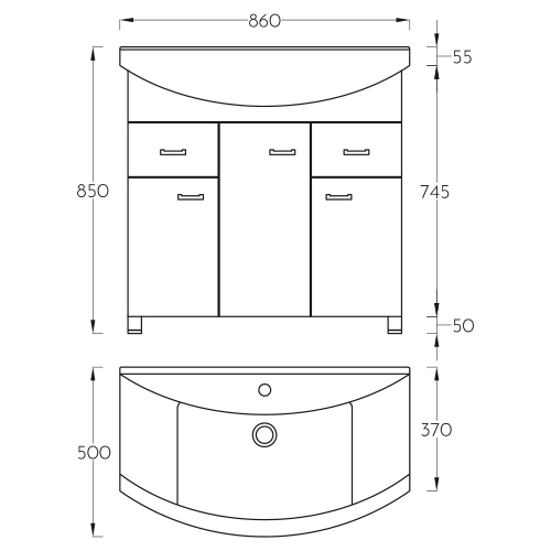 PINO ART KLASIK 85 LAVABO SA ORMARIĆEM  0123 4