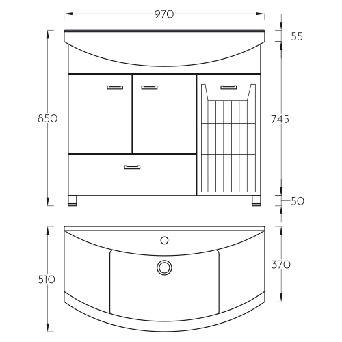 PINO ART KLASIK 95 LAVABO SA ORMARIĆEM  0103 4