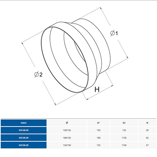 AWENTA VENTILACIONA REDUKCIJA 125-100 KO125-29  2