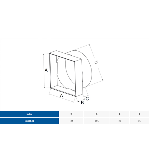 AWENTA VENTILACIONI OKVIR 100/90,5x90,5  KO100-29 2