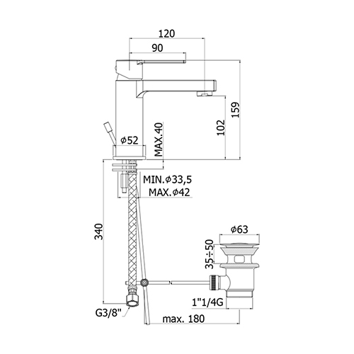 PAFFONI RINGO BATERIJA ZA LAVABO CRNA MAT  RIN075NO 2