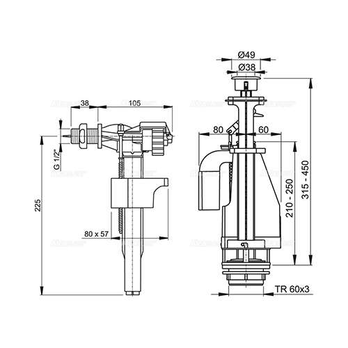 ALCA PLAST ARMATURA ZA VODOKOTLIĆ 1/2" SA08AK 1/2" CHROM 2