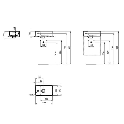 IDEAL STANDARD STRADA II LAVABO 450 LEVI  T299501 4