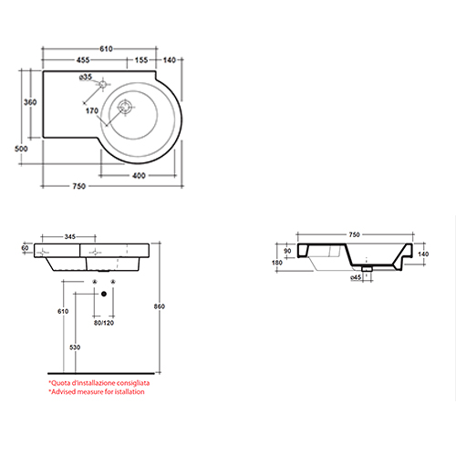 OLYMPIA TUTTO LAVABO  75  TUT417D101 2