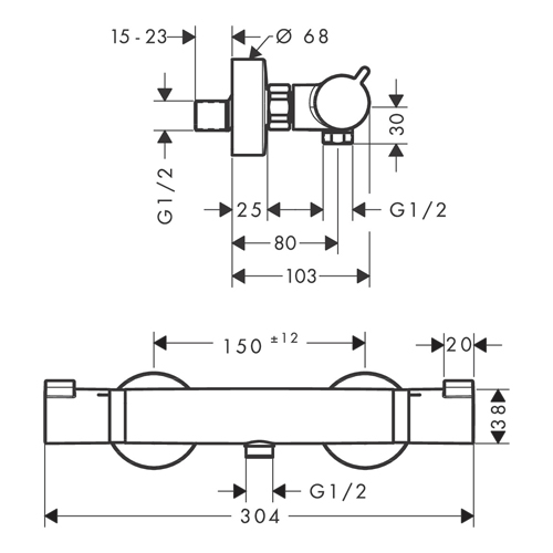 HANSGROHE ECOSTAT COMFORT ZA TUŠ KADU TERMOSTATSKA CRNA MAT  13116670 2