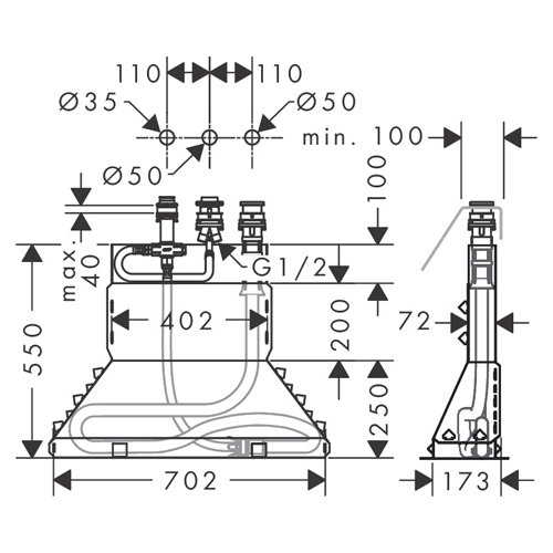 HANSGROHE BASIC SET ZA BATERIJE SA TRI OTVORA  13437180 2