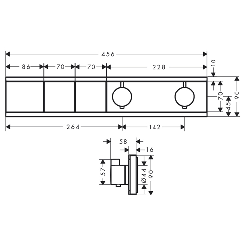 HANSGROHE RAINSELECT TERMOSTAT UGRADNI ZA 2 FUNKCIJE BRONZA ČETKANA  15380140 2