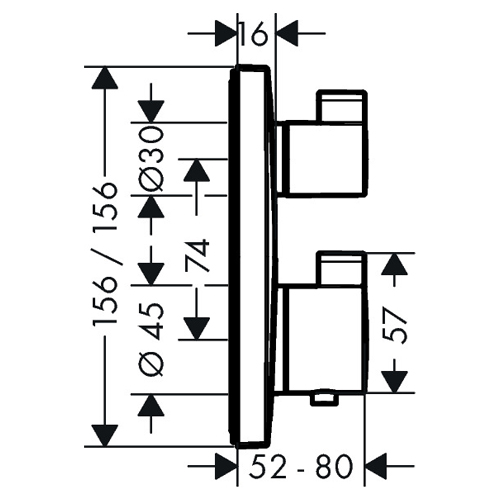 HANSGROHE ECOSTAT SQUARE TERMOSTATSKA SA 2 FUNKCIJE CRNA HROM ČETKANA  15714340 2