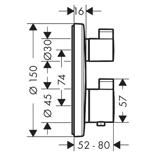 HANSGROHE ECOSTAT S MEŠAČ TERMOSTATSKI SA 1 FUNKCIJOM  15757000 2