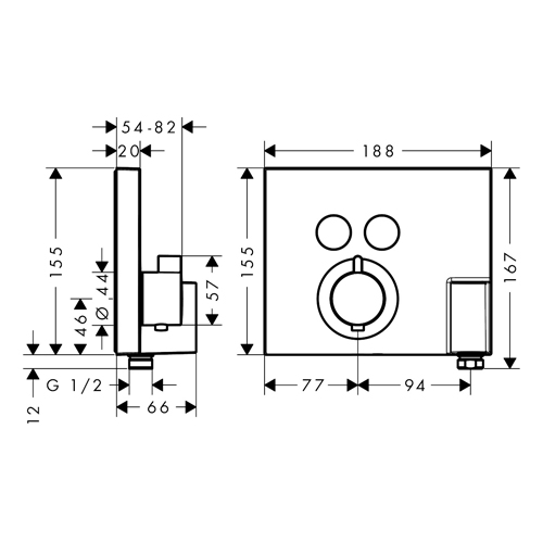 HANSGROHE SHOWER SELECT UGRADNA SA 2 FUNKCIJE TERMOSTATSKA SA DRŽAČEM TUŠA  15765000 2