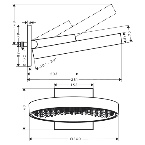 HANSGROHE RAINFINITY 360 TUŠ RUŽA 1JET SA IZLIVOM BRONZA ČETKANA  26230140 2