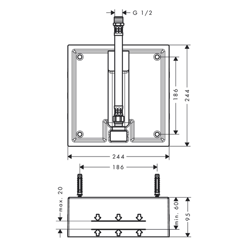 HANSGROHE BASIC SET ZA 260/260 TUŠ RUŽU 1JET  26471180 2