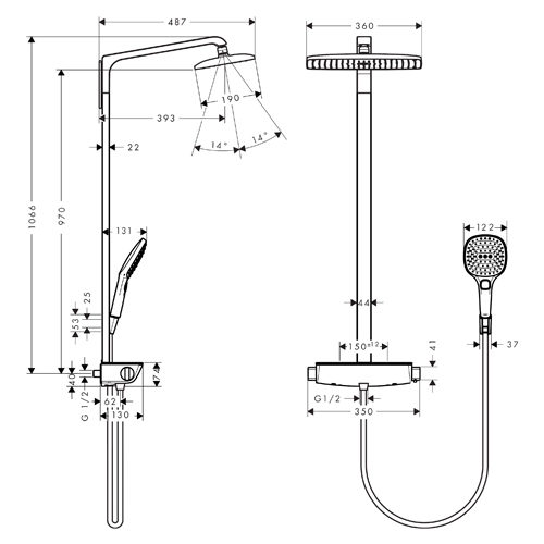 HANSGROHE RAINDANCE E 360 USPONSKI TUŠ 1JET TERMOSTATSKI BELA/HROM  27112400 2