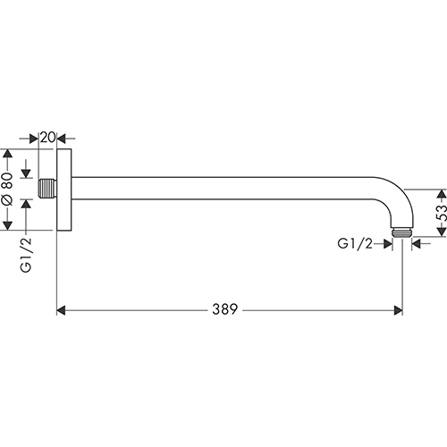 HANSGROHE IZLIV TUŠ RUŽE 389 mm BELA MAT  27413700 2