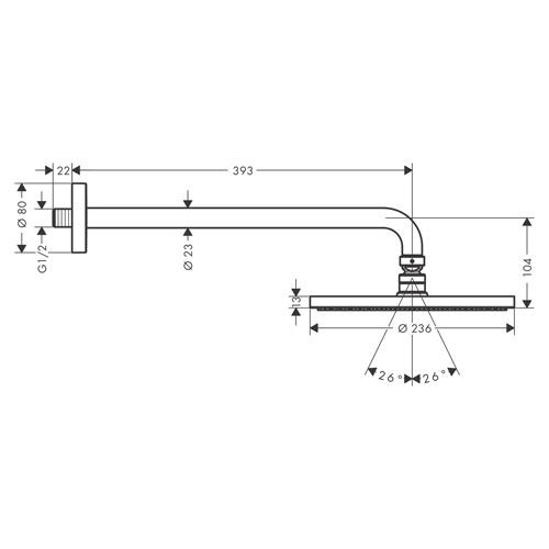 HANSGROHE RAINDANCE S 240 TUŠ RUŽA 1JET POWDER RAIN SA IZLIVOM  27607000 2