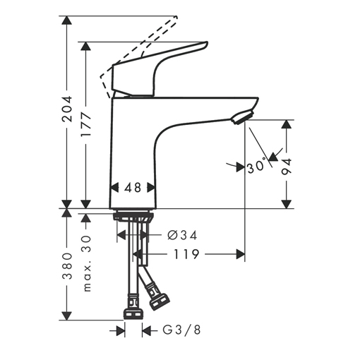 HANSGROHE FOCUS ZA LAVABO 100  31517000 2