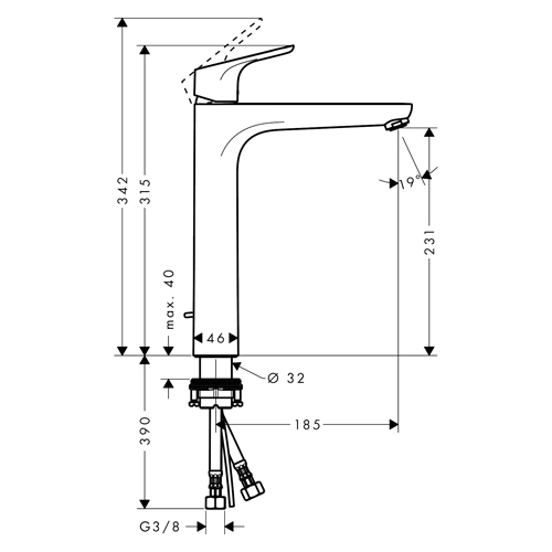 HANSGROHE FOCUS ZA LAVABO 230 SA NADSKLOPOM  31531000 2