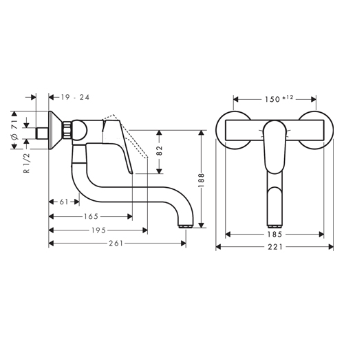 HANSGROHE FOCUS M41 ZA SUDOPERU ZIDNA 1JET  31825000 2