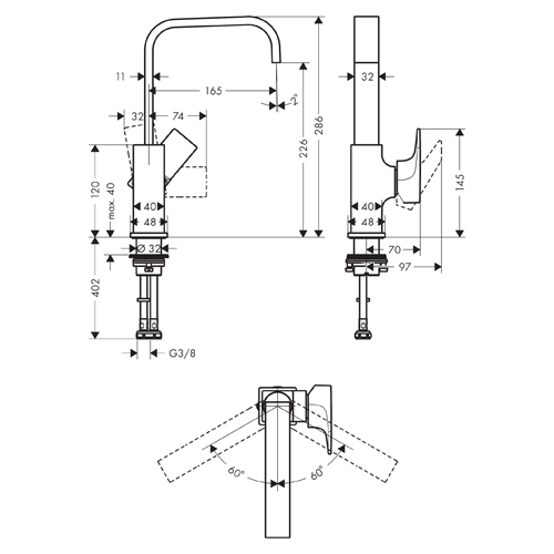 HANSGROHE METROPOL ZA LAVABO 230 SA NADSKLOPOM  32511000 2