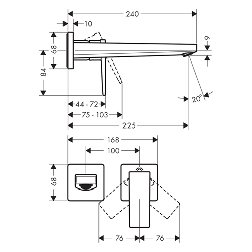 HANSGROHE METROPOL ZA LAVABO UGRADNA 225mm CRNA HROM ČETKANA  32526340 2