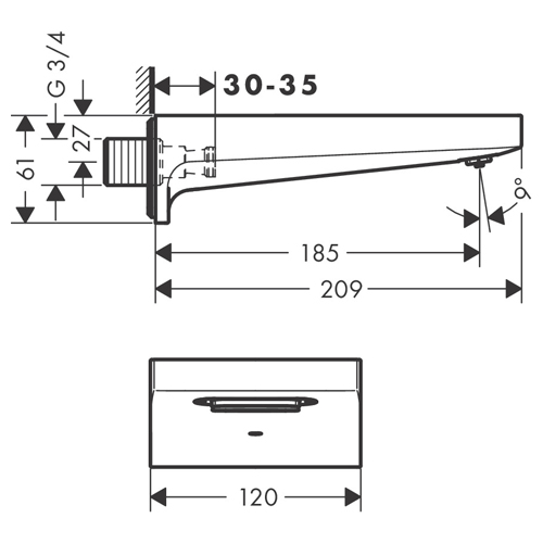 HANSGROHE METROPOL IZLIV ZA KADU BRONZA ČETKANA  32543140 2