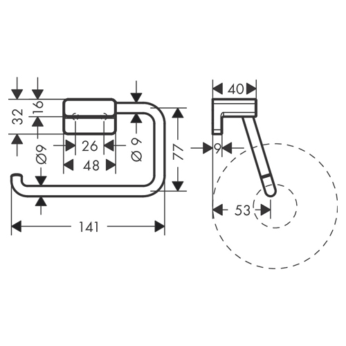 HANSGROHE ADD STORIS DRŽAČ TOALET PAPIRA CRNA MAT  41771670 2