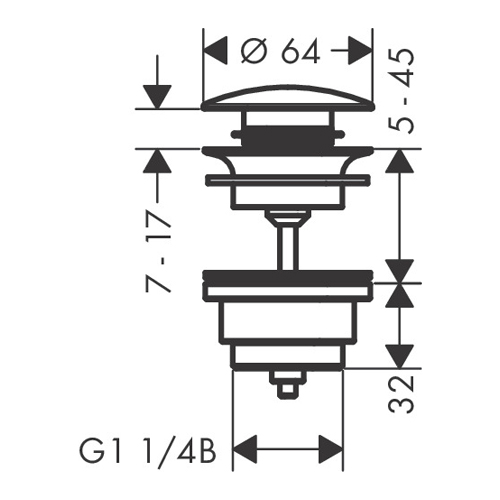 HANSGROHE NADSKLOP ZA LAVABO PUSH-OPEN CRNA HROM ČETKANA  50100340 2