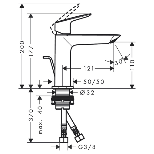 HANSGROHE LOGIS FINE ZA LAVABO 110 COOL START SA NADSKLOPOM  71254000 2