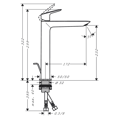 HANSGROHE LOGIS FINE ZA LAVABO 240 SA NADSKLOPOM  71257000 2