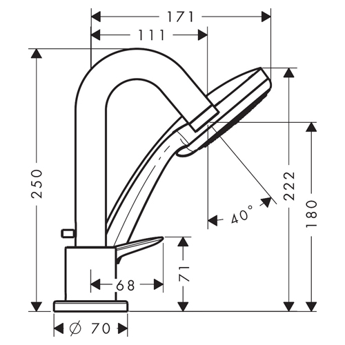 HANSGROHE LOGIS ZA KADU TRI RUPE SA TUŠEM  71313000 2